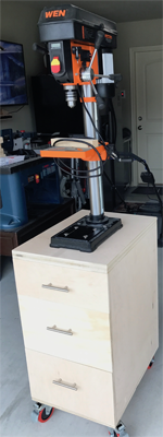 drill press cart with storage drawers